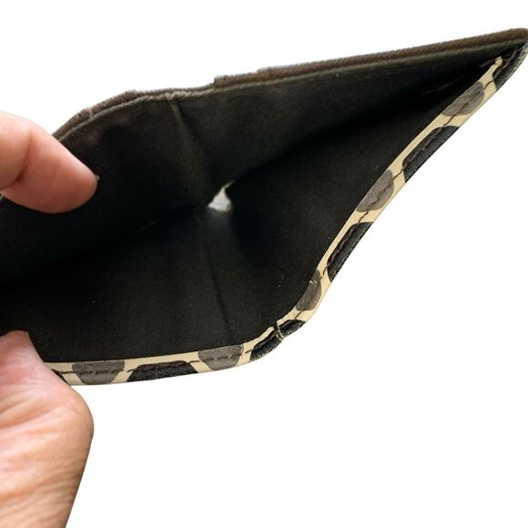 VTG Fossil Geometric Leather Bi-fold Wallet Snap & Up Zip Coin Card Slots White - Picture 10 of 16